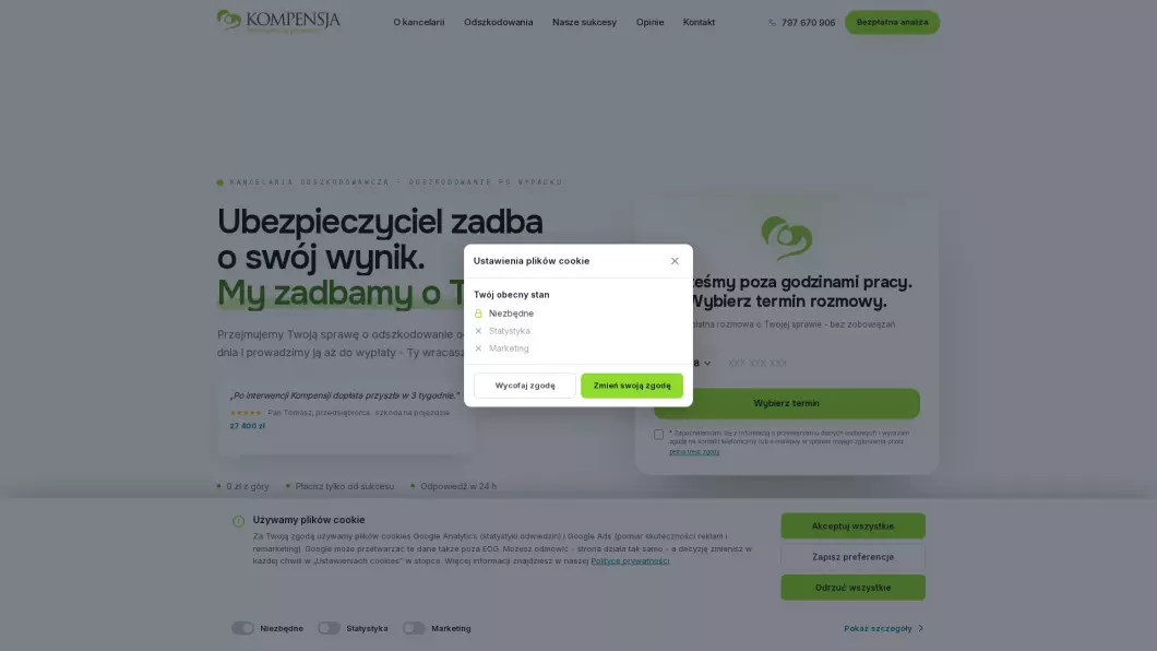Kancelaria odszkodowawcza Kompensja - podgląd