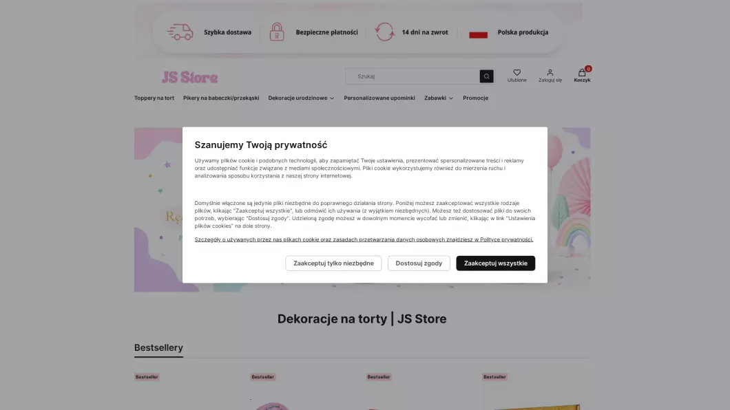 JS Store - Ozdoby na tort - podgląd